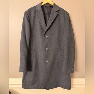Men’s Pronto Uomo Charcoal Wool Blend Trench Pea Coat Jacket 42R